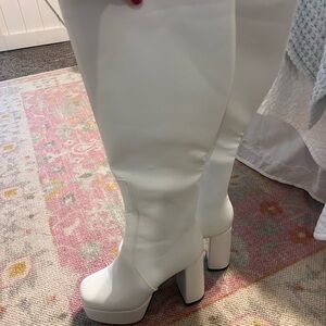 White Knee-High Boots - GOGO BOOTS